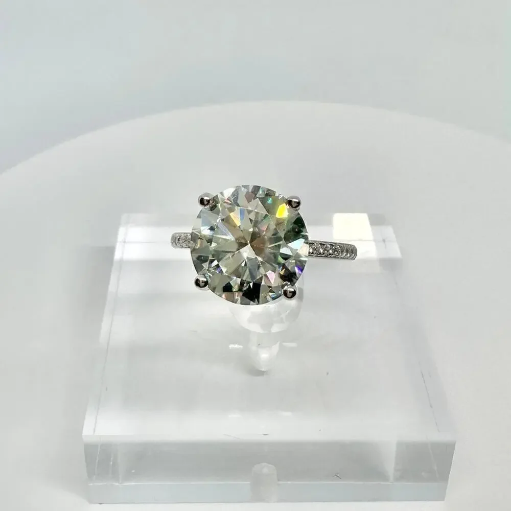Moissanite Diamond Ring 3 Ct Engagement Wedding Round Cut Solitaire GRA Size 10